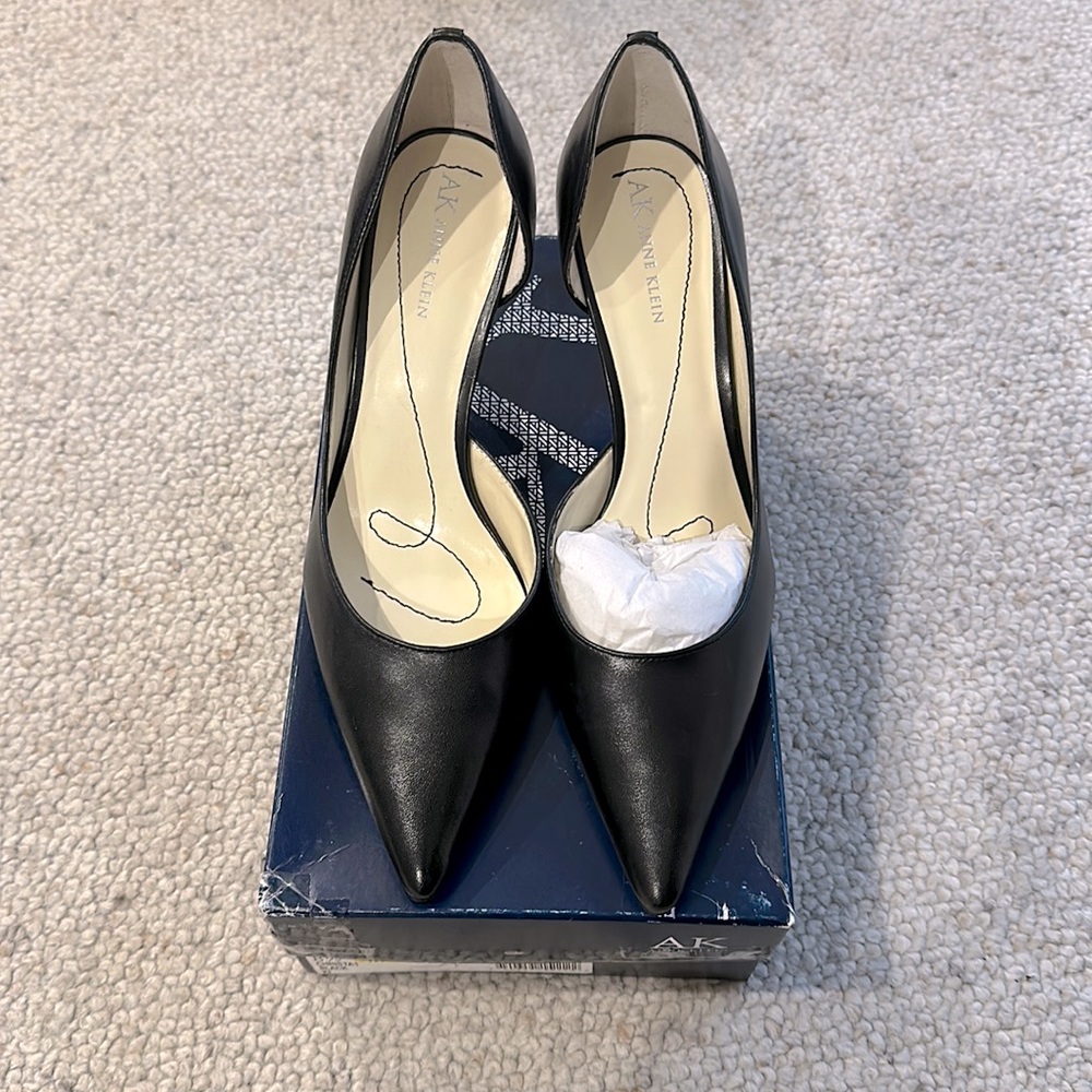 Anne Klein Black Leather Heels